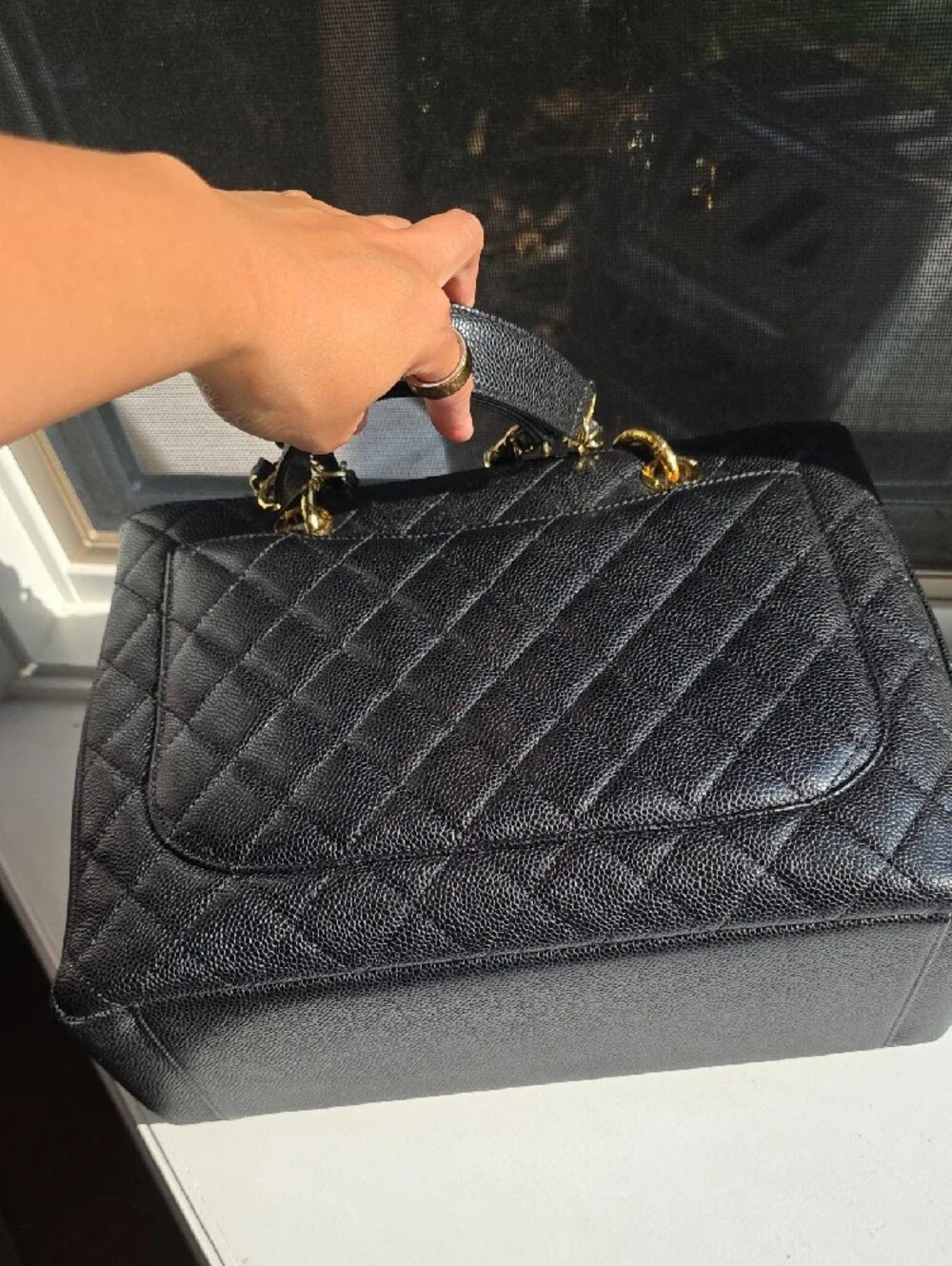 Excellent Chanel GST Grand Shopping Black Caviar Leather Tote & Gold Hardware